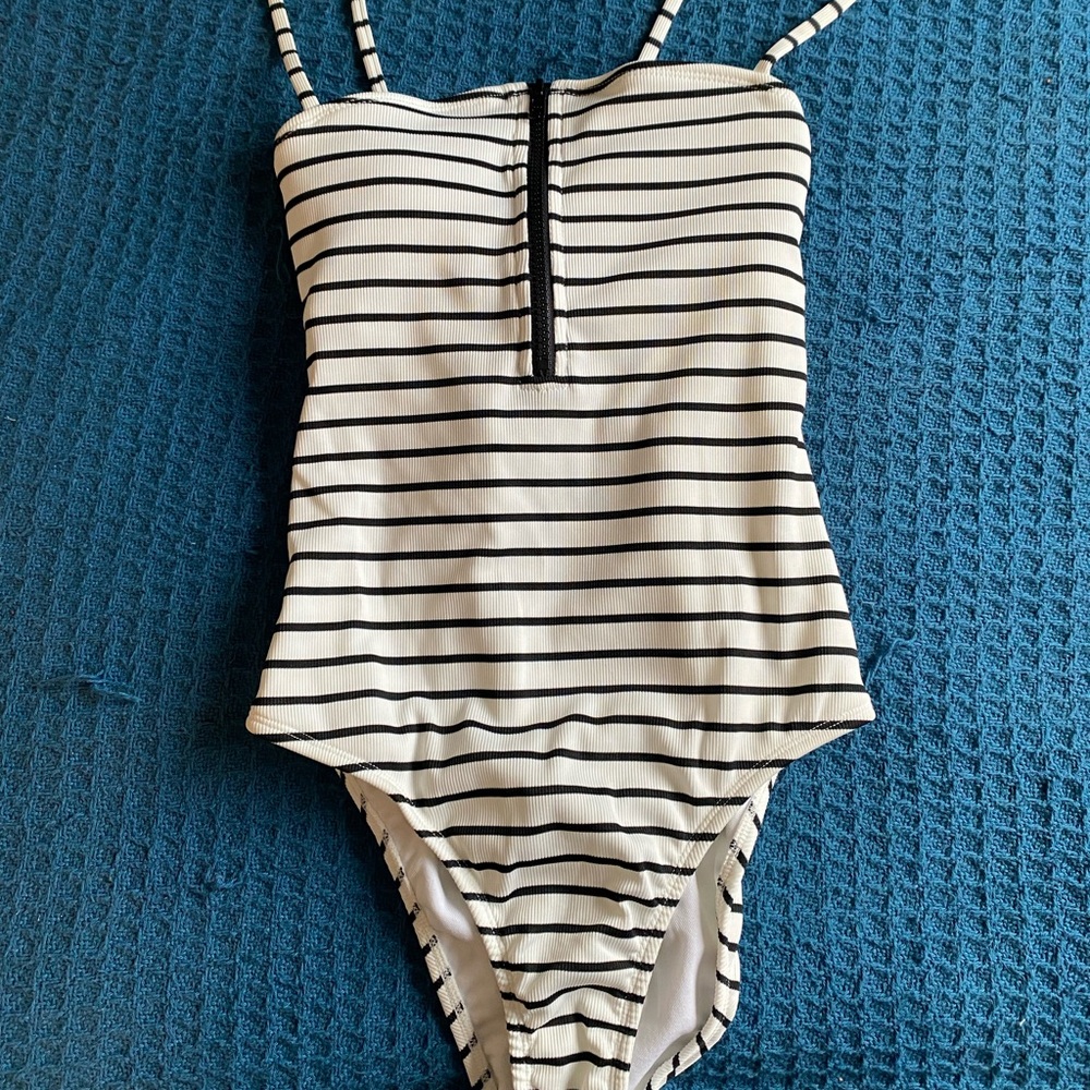 Striped Bathing Suit, Corset style back